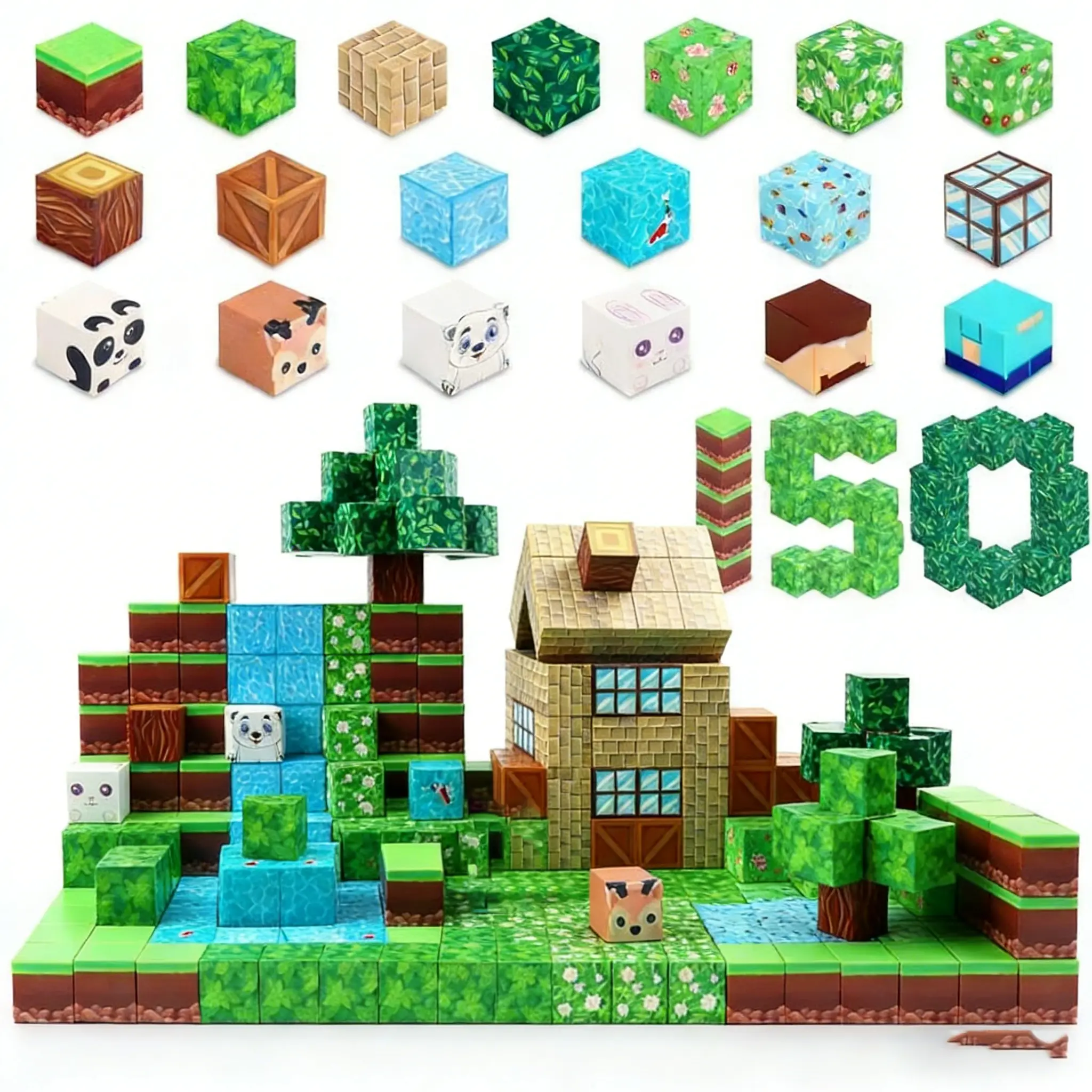 Kawaii Unisex Magnetic Building Blocks Toy, 150 PCS STEM Montessori Sensory Stacking Toy for Stress Relief, Boosts Spatial Reasoning, Gifts for Kids Ages 3–10 (Age 8+ Inclusive)