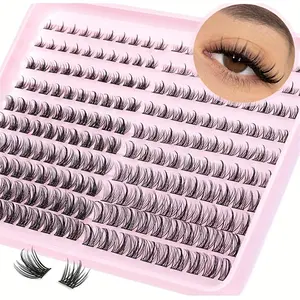Mixed Length Individual False Eyelashes, 220pcs Self Grafting Eyelash Extensions, Eye Makeup Enhancement False Eyelashes for Women and Beginner, Eyelash Falsies, Eyelash Extension Kit, Individual Cluster Lash, Curl Cluster Lashes, Eyelash Extensions Set