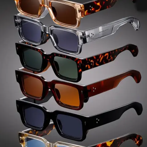 6Pcs Fashion Classic Square Frame Sunglasses, Trendy Stylish Sunglasses for Men & Women, Trendy Casual Sunglasses, Suitable for Parties, Travel, Business & Outdoor Activities, Ideal Gift, Photo Props