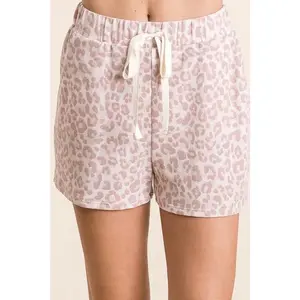 Leopard Terry Shorts With Drawstring Waist