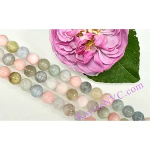 3 strands 8mm Natural Morganite Beads