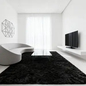 Rugs for Bedroom 5x8 Feet Area Rug for Living Room Ultra Soft Shaggy Carpet for Home Decor Long Plush Fluffy Mat Faux Fur Rug for Bedside Nursery Kids Room College Drom, Black