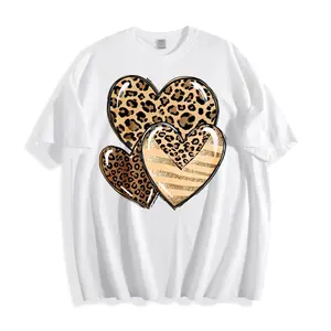Cute Leopard Print Hearts Unisex T-Shirt Fashion Statement For Spring And Summer Perfect Gift For Love Lovers And Animal Print Enthusiasts