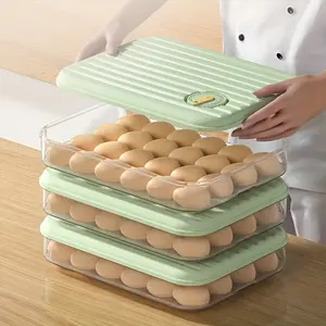 Egg Holder For Refrigerator Deviled Egg With Lid Fridge Egg Storage Stackable Plastic Egg Containers 24Egg Tray Kitchen Supplies