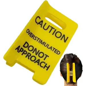 Fun Hair Clip, Single Overstimulated Warning Clamp, Overstimulation, Non-Slip Design, Caution Sign, Do Not Approach Sign, Stylish Accessory for Women & Girls, Unique Functionality