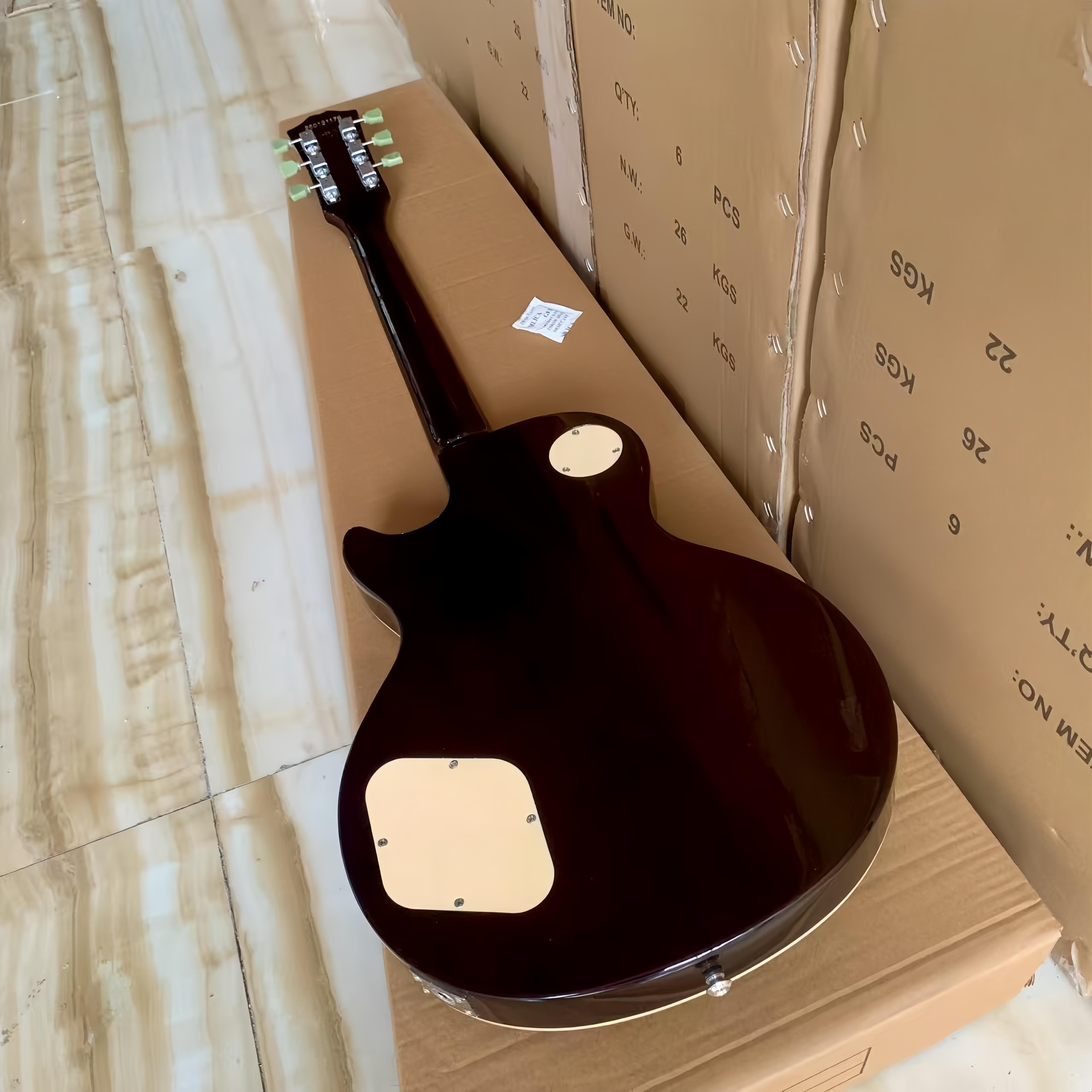 New Gibson Electric Guitar - Mahogany Body, Maple Top, Brown Finish, Customizable Design, High-Value, Full Refund Offer