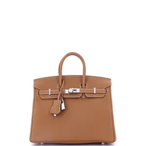 Pre-owned HERMÈS Leather Tote Bags REBAG Hermes Birkin Handbag Gold Togo with Palladium Hardware 25 by Rebag