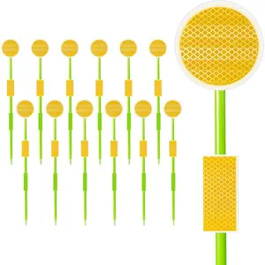 12 count Driveway Markers Reflectors,Professional Reflective Driveway Markers for Snow Plowing, 50.5Inch Fiberglass Pole Double Sided Reflectors for Driveway,Different Heights of Reflective