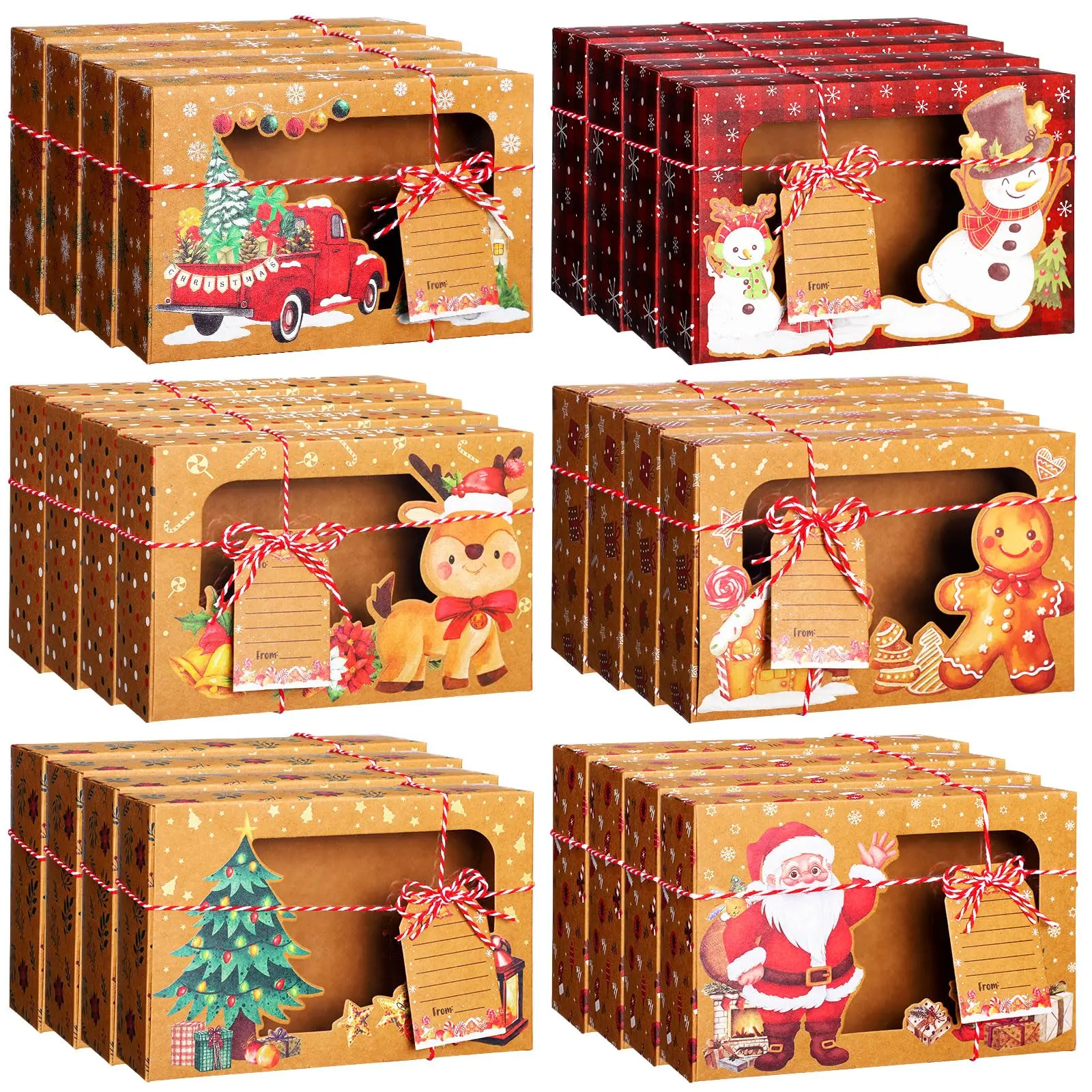24/36 Pcs Christmas Gift Box Party Candy Boxes Treat Boxes kraft Paper Gift Box with Pencil Crayon Pattern Holiday Appreciation Gift for Friend Teacher Students,Xmas Birthday Preschool Kindergarten Party Gift,Class Gift Exchange