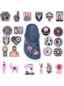 25-Piece Pink Football Messi Style Shoe Charms Set, Trendy Shoe Decorations, DIY Personalized Shoes Accessories, Unique Gift Idea, DIY Personalization