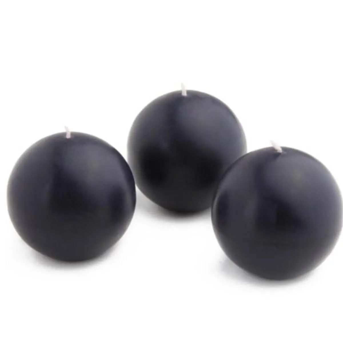 Jeco CBZ-024 Traditional Solid Unscented 3 in. Ball Candles, Black - 6-Piece per Box