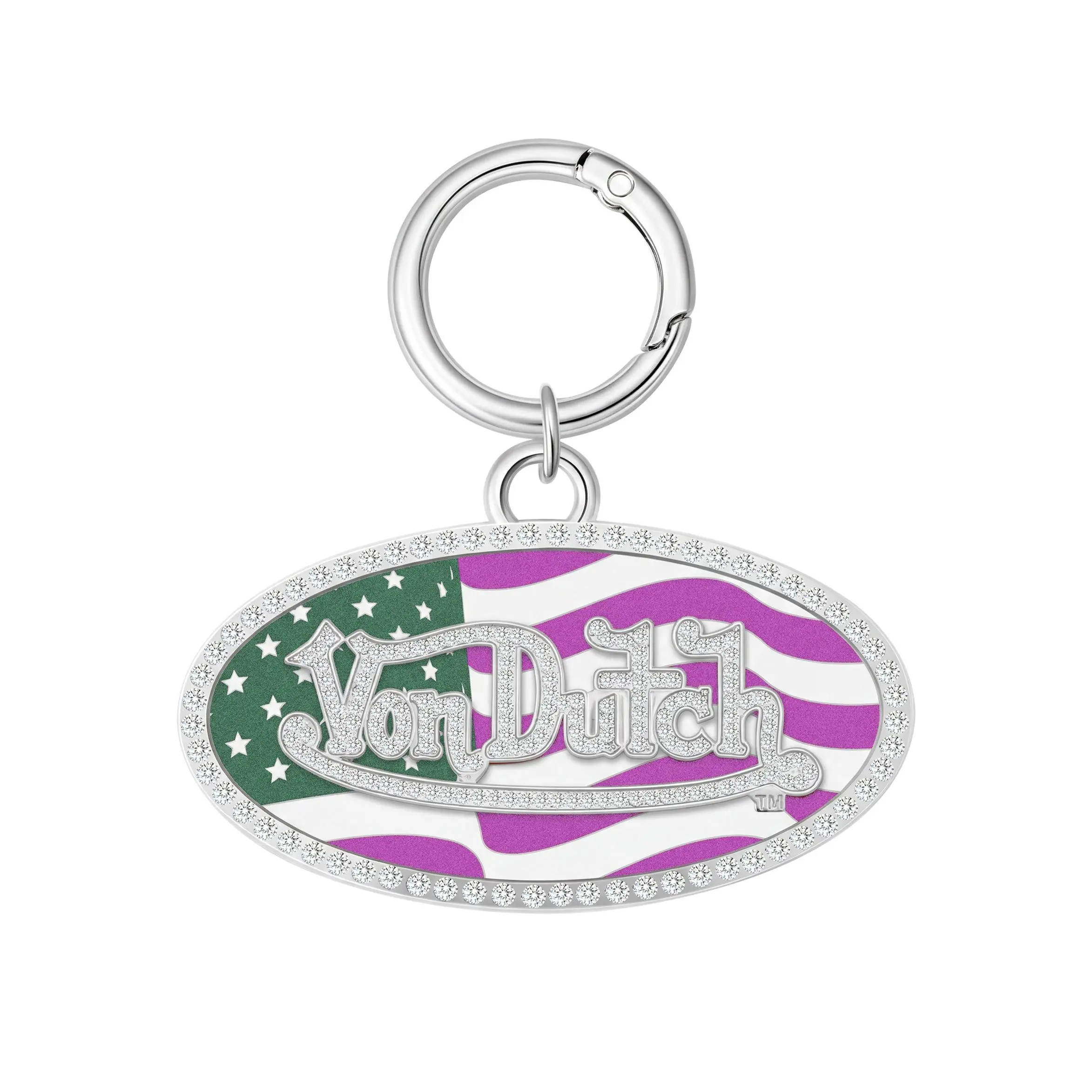 OVAL CHARM KEYCHAIN - PINK USA