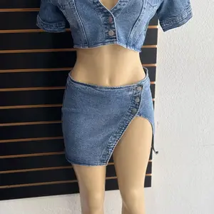 Women's Casual Dress with Skirt and Denim Blouse - Excellent Quality - Womenswear