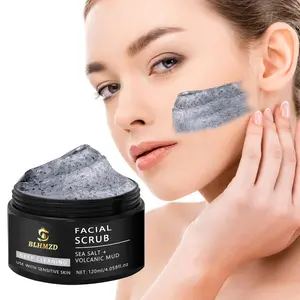 Deep Cleansing Facial Scrub, Sea Salt Volcanic Mud Dual Effect, Gentle Physical Exfoliation, Glycerin Moisturizing, Suitable for All Skin Types
