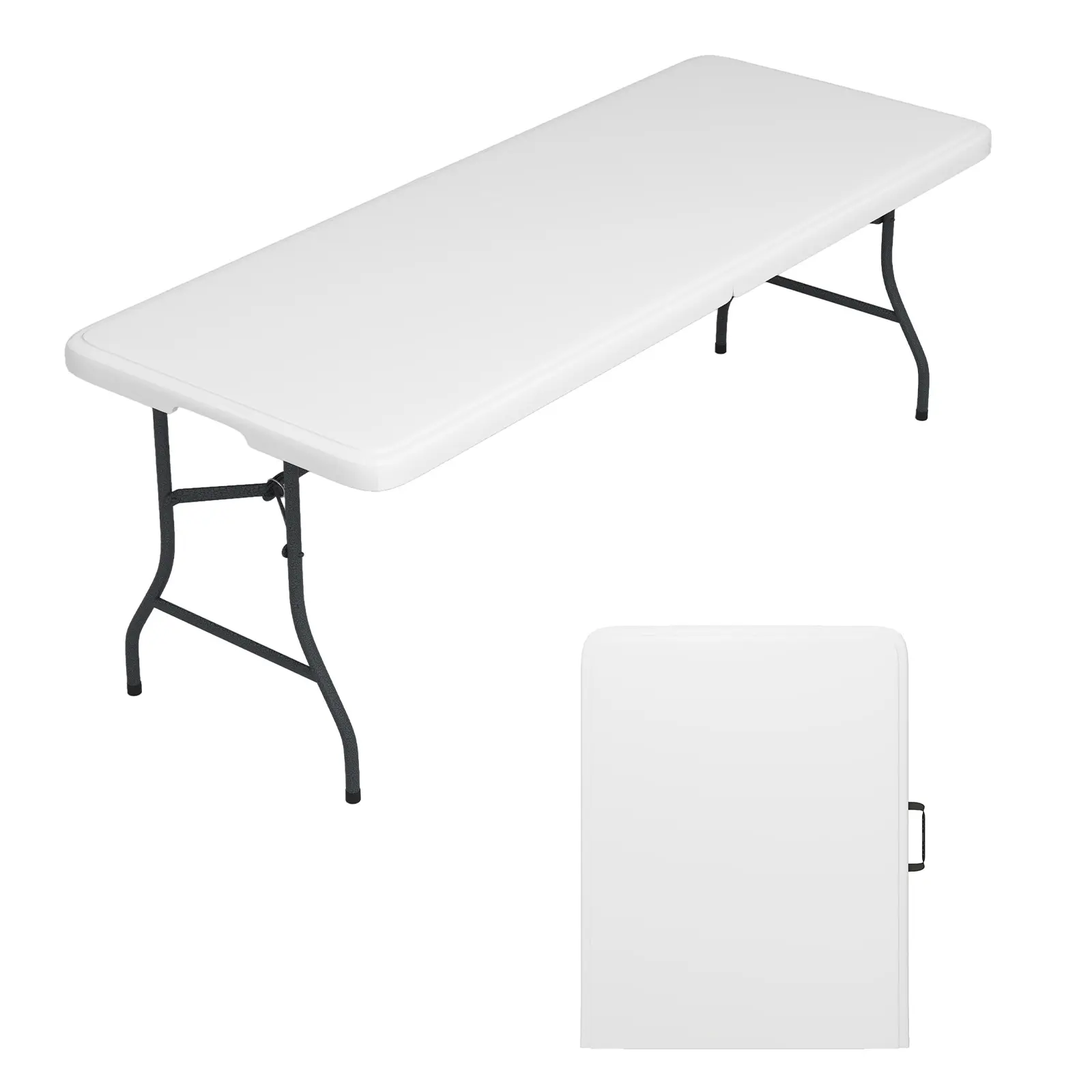 6ft Folding Table Portable Heavy Duty Plastic Fold-in-Half Utility Foldable Table Plastic Dining Table Indoor Outdoor for Camping, Picnic and Party
