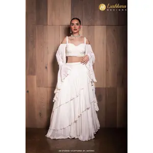 Lushkara Ivory Pearl Embellished Lehenga Set