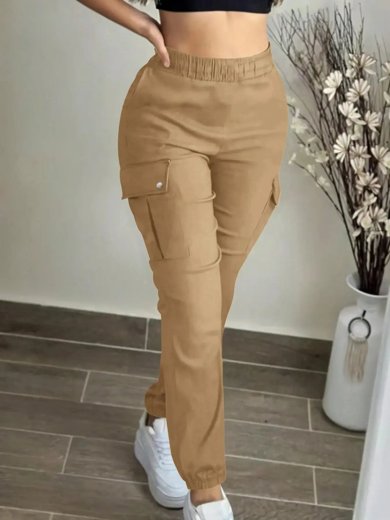 Women's Mid-Waist 3D Pocket Work Pants, Versatile Everyday Casual Trousers, Perfect for Sports, Leisure and Workout, Stylish, Style, Sporty, Fitted, Fit and Comfortable, Casual Minimalist Pants, Casual Chic Trousers