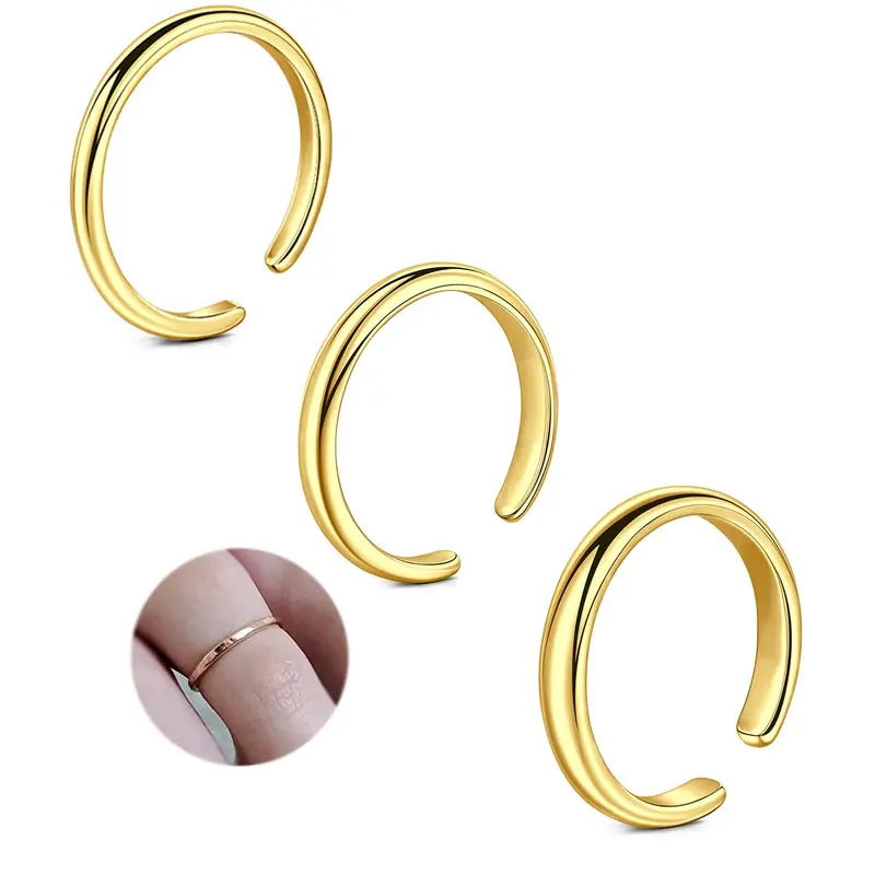 Gold Toe Rings for Women Silver Toe Ring Non Tarnish Stainless Steel Waterproof Adjustable Anklets for Women Rings Jewelry Simple Minimalist Plain Design Trendy 2/3/4mm Body Jewellery