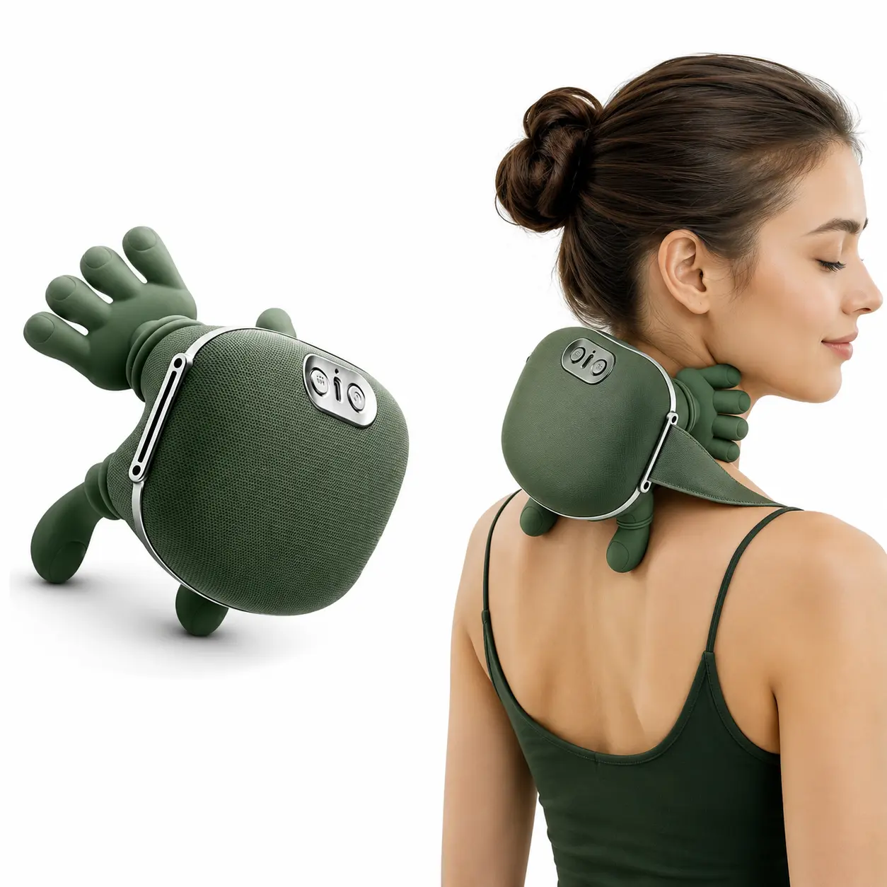 Upgraded Version Shoulder Massager Electric Cervical Massager Bionic HandHeating Wireless Portable 3D Kneading Massage for Pain Relief deep Tissue，Leg Neck & Back Massager & Lightweight Gift