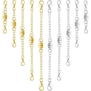 Magnetic Necklace Clasps and Closures with Extenders, Gold and Silver, Set of 8/10 (5gold+5silver)