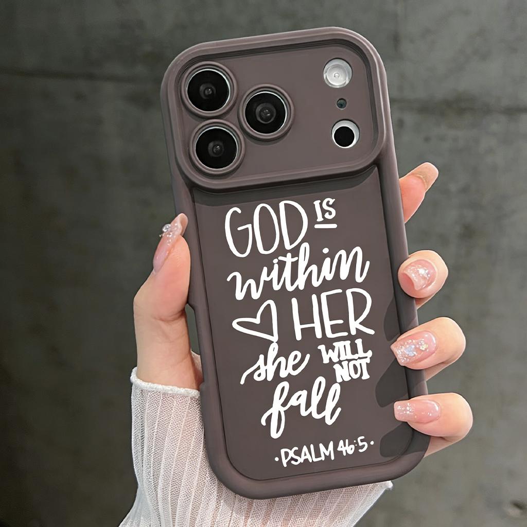 Psalm 46:5 God Is Within Her She Will Not Fall Phone Case for iPhone 11/12/13/14/15/16/17 Pro Max Plus & 17 Air, Christian Religious Shockproof Case TYJT260409020