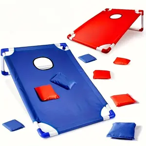 Portable Sandbag Tossing Game Set (Single Board) - Foldable & Durable for Outdoor Parties, Camping - Includes 6 Sandbags (Red/Blue Color Options)