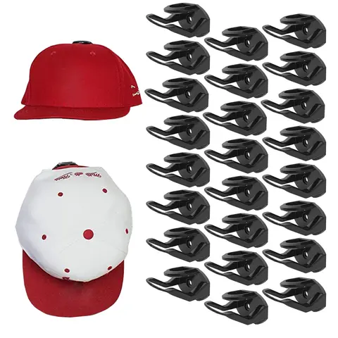 Adhesive Hat Hooks 24 Pack for Wall, Hat Rack for Baseball Caps - No Drilling, Upgraded Display Organizer for Household - Installation