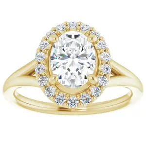 1 1.15Ct Oval Diamond Engagement Ring 14k Yellow Gold Halo Band Enhanced