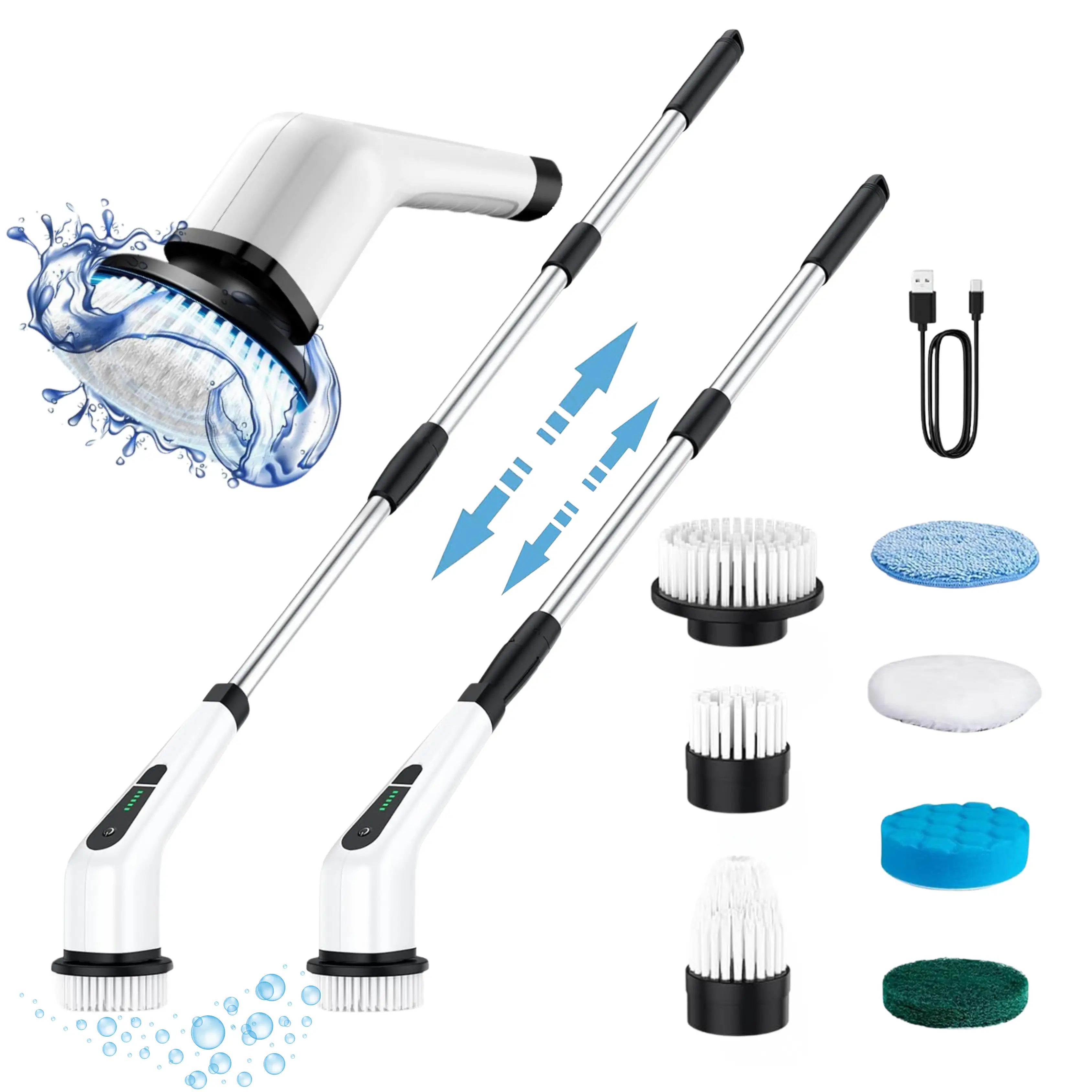 Cordless Cleaning Brush,Electric Spin Scrubber with 7 Replaceable Brush Heads,Ad...