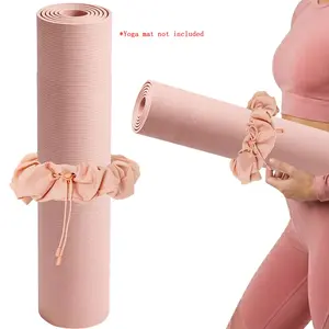 Adjustable Yoga Mat Scrunchie, 2-in-1 Mat Strap and Hair Tie, Fits All Standard & Extra Thick Yoga Mats, Yoga Equipment