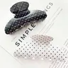 2 Pcs Women's Polka Semi-Circle Hair Clips Set, Hair Clip In, Acrylic Material Black & White Polka Claws for Daily & Commute Use, Bun Updo Hair Fixation, Hair Accessories