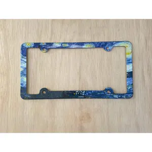 Van Gogh Starry Night License Plate Frame, Decorative License Plate Holder, Car Tag Frame