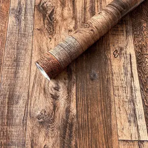 Vintage 3D Realistic Wood Grain Self-Adhesive PVC Wallpaper, TV Background Wall, Furniture Renovation Cover-Up, Multi-Scene Use