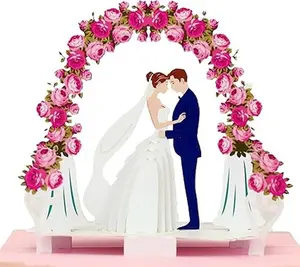 Wedding 3D Pop Up Valentine Card – Pop Up Love Cards – Wedding Cards for Bride and Groom – Anniversary card 3D – Just Married Card - 3D Card Love with Envelope Included