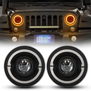 [LED FACTORY MART]  80W LED Headlights for Jeep Wrangler | Hi/Lo Beam + DRL + Amber Turn Signal | 12,000LM, 6500K | DOT SAE