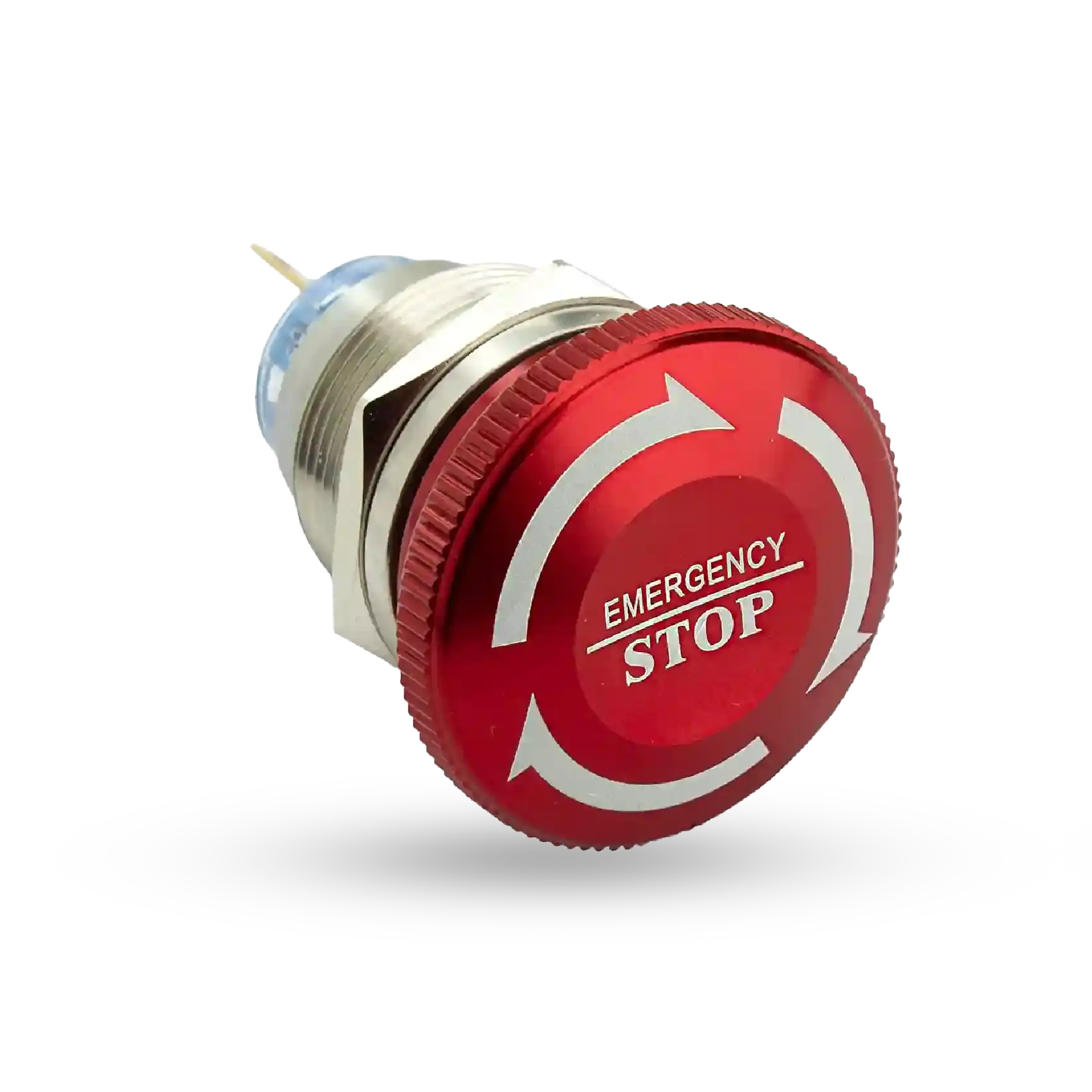 Shopcorp Aluminum Emergency Push Button with Cable, 1 N/O and 1 N/C - 16mm Waterproof Latching Switch