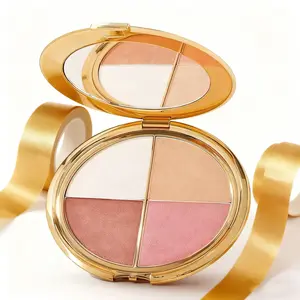 Glowjiu Glow Gallery Highlighting Eye & Cheek Palette with 4 Highlighter Shades 3 Sheer Shades & Diamond Powders for Radiant Makeup