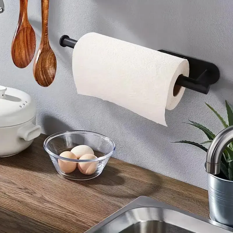 Small Space Organizer,  Wall-mounted Punch-free Paper Towel Holder, Tissue Dispenser, Space-saving Kitchen Organizer, Stainless Steel Roll Paper Organizer Storage Holder, Home Organizers for Kitchen & Bathroom, Household Items