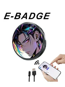 1.5 Inch Digital LED Display Badge with Touchscreen, Customizable Anime Style Pin, Smart Button for Football Party, Mother's Day, Cosplay, Fan Events