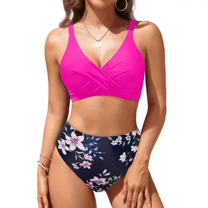 Aqua Eve Women's High Waisted Bikini Set Two Piece Tummy Control Swimsuits Full Coverage Bathing Suits