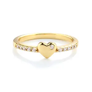 Little Girls Gold-Plated Puff Heart Ring for Little Girls