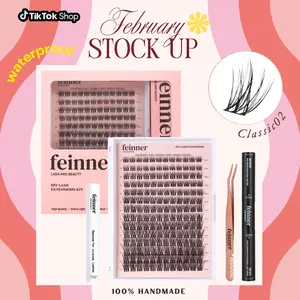 Feinner Classic DIY Lash Extension Kit Natural Look Waterproof with Bond Seal Remover Soft D Curl 8-16mm 8-12mm Mix for Beginners Friendly Salon Quality at Home Must-Have Cluster