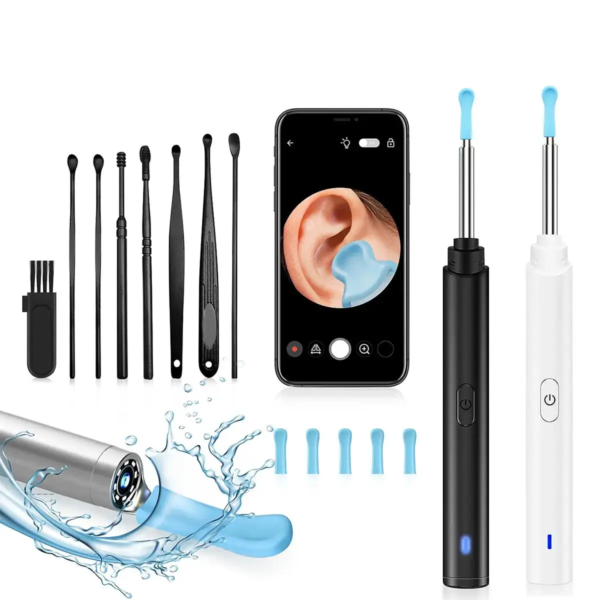 Ear Wax Removal Tool Camera, 1 Box Ear Cleaner with Light & Camera & Accessories, Earwax Removal Kit Compatible with Cell Phones & Tablets, Ear Wax Re