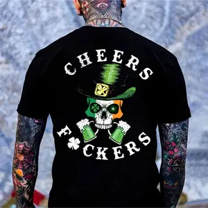 St. Patrick’S Day Cheers Irish Skull Shamrock Beer T Shirt, Funny Pub Party Drinking Sweatshirt, Gift For Beer Lovers Hoodie, Unisex Sweater Pullover Tee