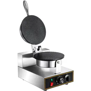 VEVOR Electric Ice Cream Cone Maker 1200W Commercial Waffle Cone Machine, 110V Stainless Steel Egg Cone Baker with Non-Stick Teflon Coating, Temp & Time Control for Restaurant Bakeries