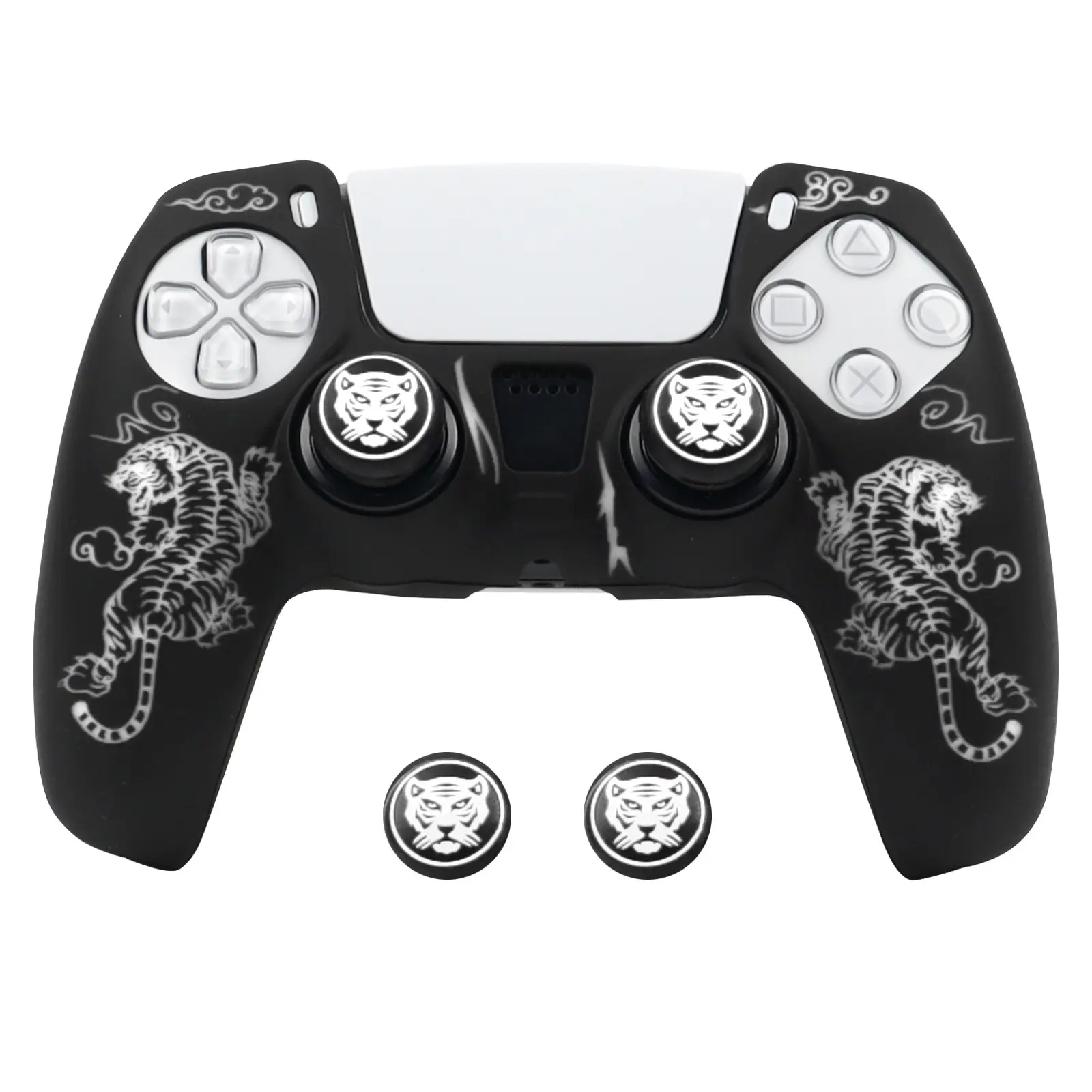 For PS5 Controller Cover, Soft Silicone Case with Laser Engraving, Sweatproof, Dustproof, Shockproof, for PS5 Gamepad Accessories, Console Controller Accessories