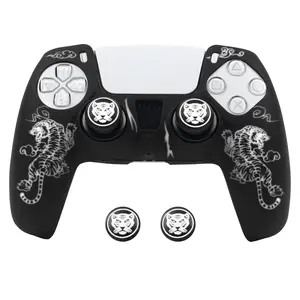 For PS5 Controller Cover, Soft Silicone Case with Laser Engraving, Sweatproof, Dustproof, Shockproof, for PS5 Gamepad Accessories, Console Controller Accessories