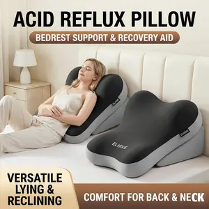 Ergonomic mattress pillow, adjustable memory cotton backrest for reading, 2-piece split support pillow for bed rest, anti slip waist and neck pads, suitable for home office and relaxation