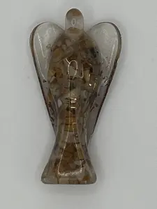 Handmade Bamboo Agate Orgone Angel | Grounding & Patience Crystal Decor for Altar