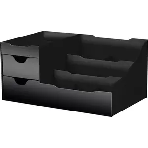 Large Black Vanity Organizer - Countertop Mens Organizer With Drawers for Cologne, Deodorant, Beard, Shaving Lotion, Perfume & Skincare - Perfect for Bathroom & Bedroom Storage